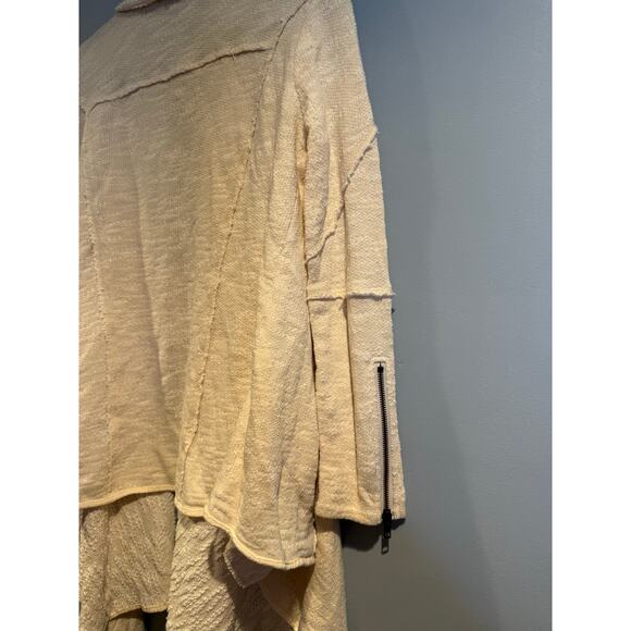 Free People Cream Textured Draped Open Front Cardigan XS - Picture 4 of 5